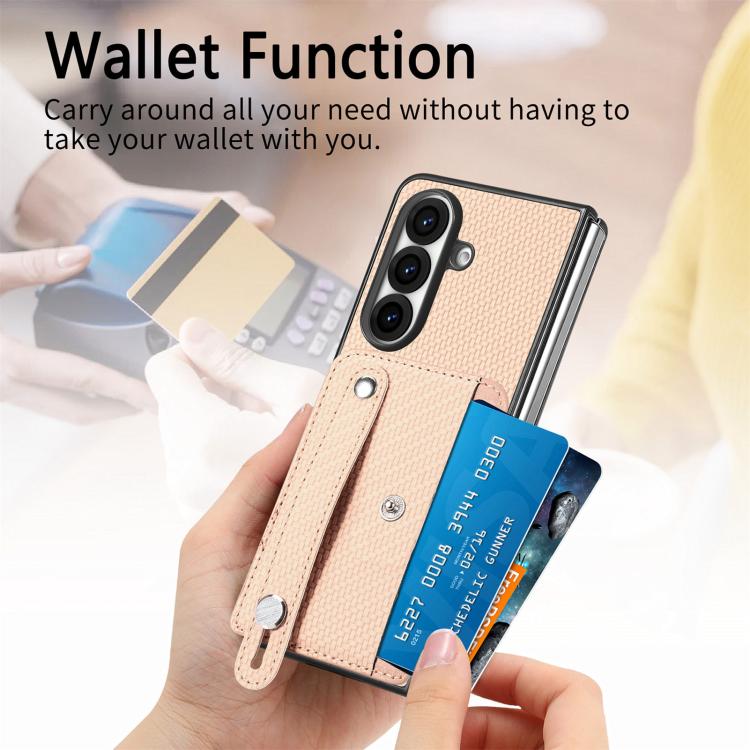 For Galaxy Z Fold8 Ultra 5G Wristband Kickstand Card Wallet Back Cover Phone Case(Khaki) - Image 5