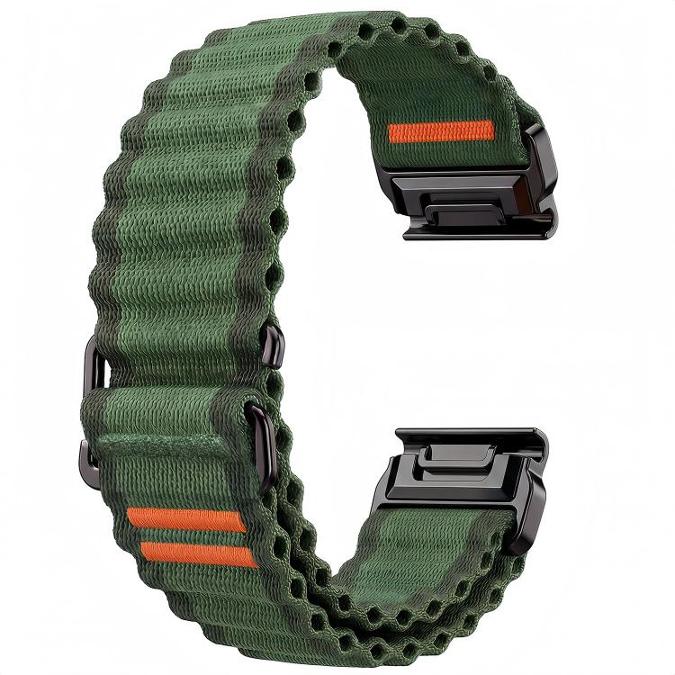 For Gamin 20mm Ocean Wave Texture Nylon Watch Band(Army Green) - Image 3