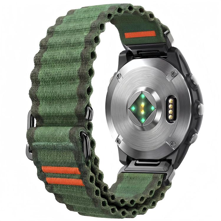 For Gamin 26mm Ocean Wave Texture Nylon Watch Band(Army Green) - Image 2