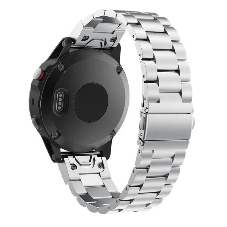 For Garmin 26mm Integrated Three Beads Flat Buckle Titanium Alloy Quick Release Watch Band(Silver) - Image 2