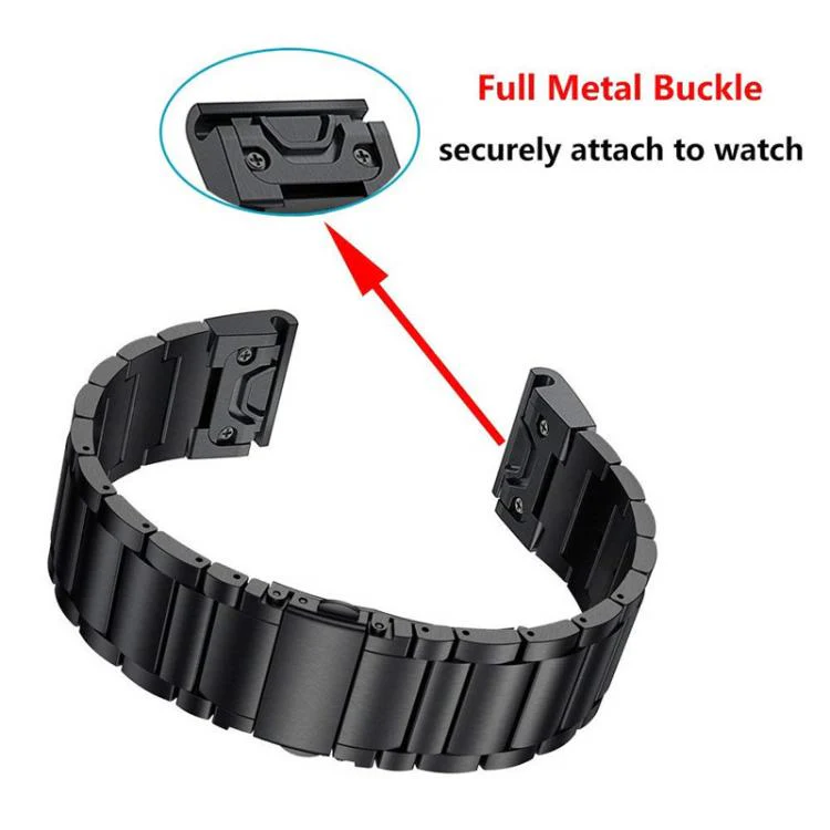 For Garmin 26mm Integrated Three Beads Flat Buckle Titanium Alloy Quick Release Watch Band(Silver) - Image 5