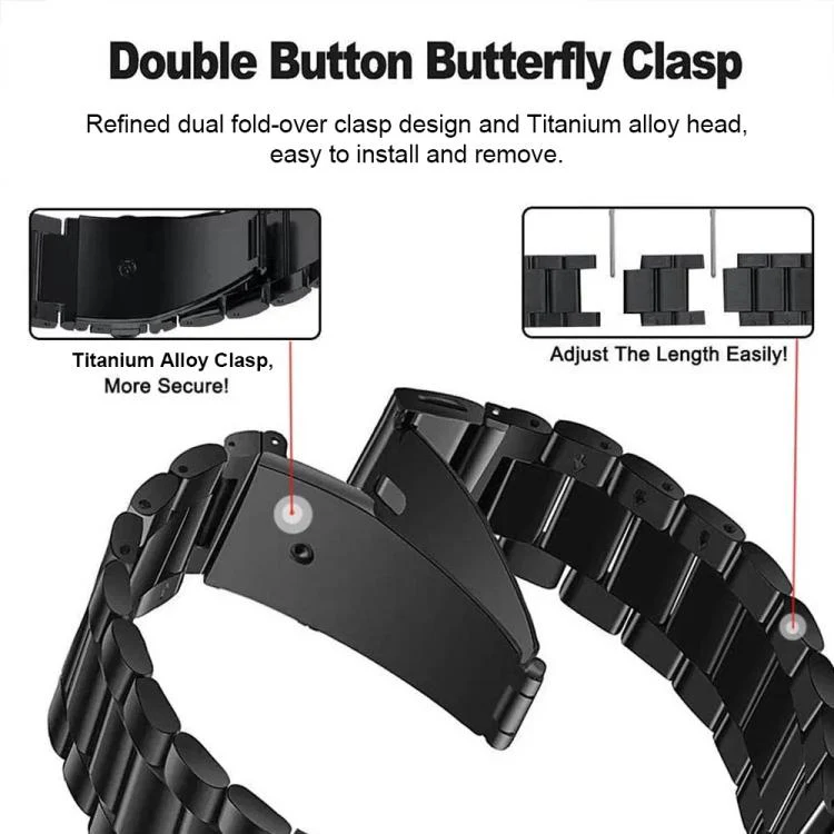 For Garmin 26mm Integrated Three Beads Flat Buckle Titanium Alloy Quick Release Watch Band(Silver) - Image 6