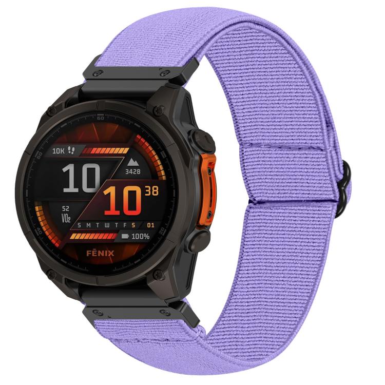 For Garmin 26mm Solid Color Elastic Nylon Watch Band(Lilac Purple)