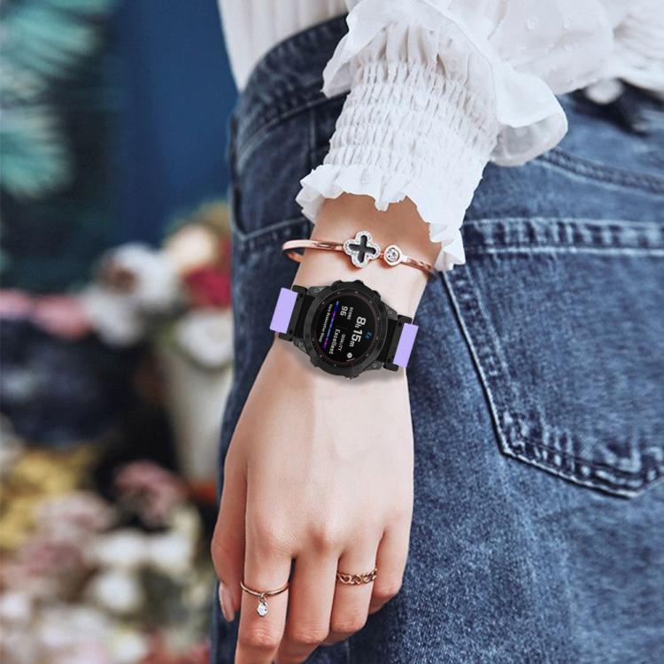 For Garmin 26mm Solid Color Elastic Nylon Watch Band(Lilac Purple) - Image 5