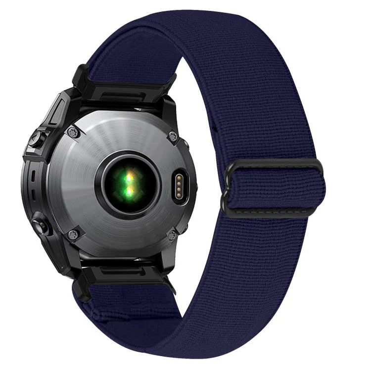 For Garmin 26mm Solid Color Elastic Nylon Watch Band(Midnight Blue) - Image 2