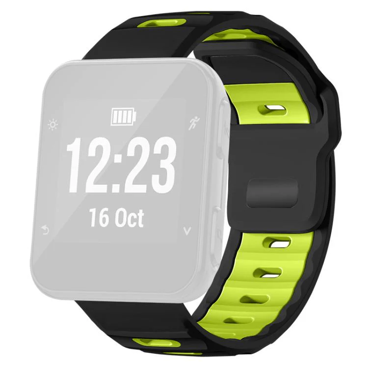 For Garmin Forerunner 35/30/35j xDfind Flat-head Dual-color Silicone Watch Band(Black+Fluorescent Green) - Image 2