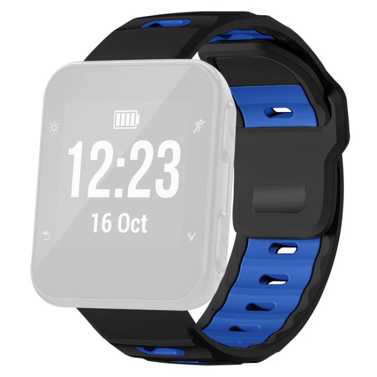 For Garmin Forerunner 35/30/35j xDfind Flat-head Dual-color Silicone Watch Band(Black+Royal Blue) - Image 2
