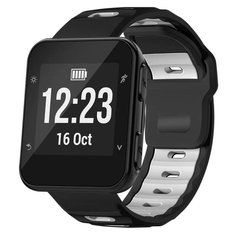 For Garmin Forerunner 35/30/35j xDfind Flat-head Dual-color Silicone Watch Band(Black+White)