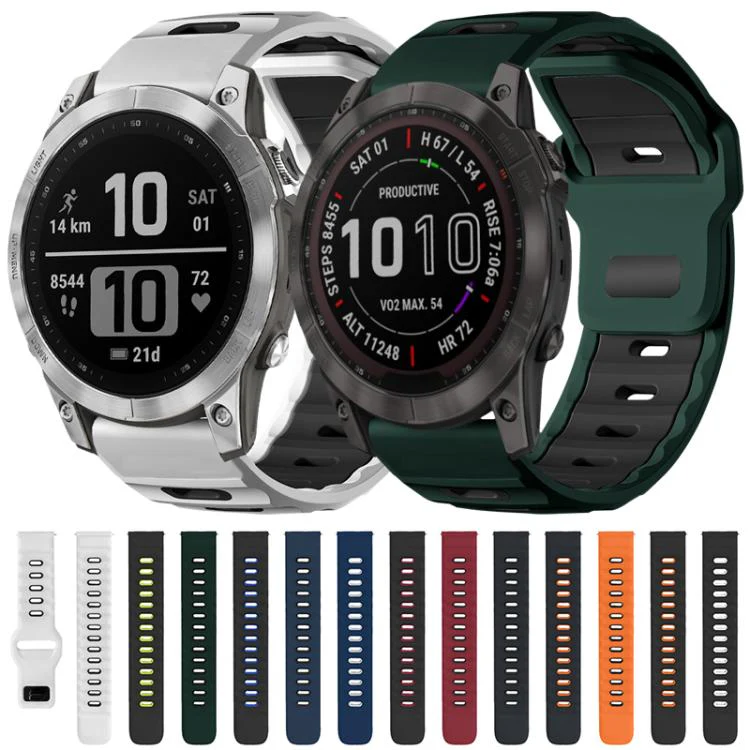 For Garmin Forerunner 35/30/35j xDfind Flat-head Dual-color Silicone Watch Band(Orange+Black) - Image 7