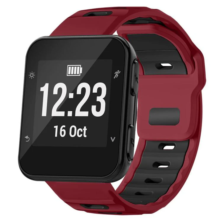 For Garmin Forerunner 35/30/35j xDfind Flat-head Dual-color Silicone Watch Band(Wine Red+Black)