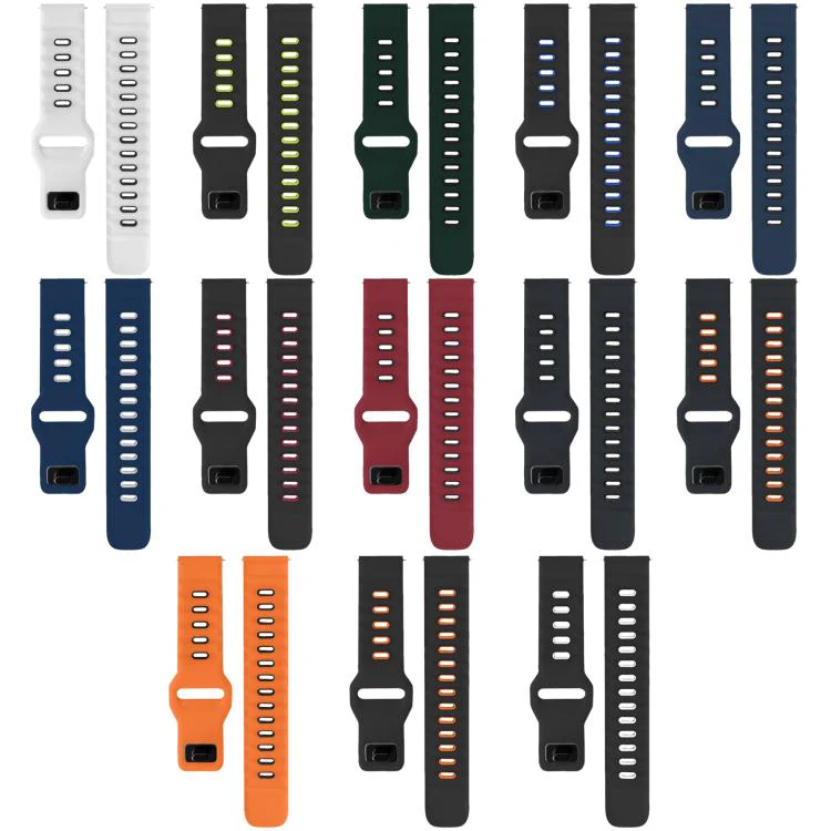 For Garmin Forerunner 35/30/35j xDfind Flat-head Dual-color Silicone Watch Band(Wine Red+Black) - Image 8