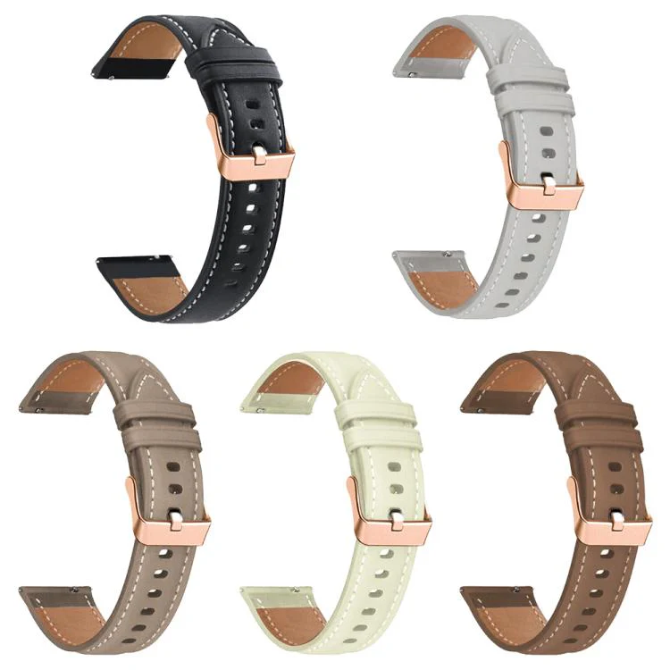 For Garmin Forerunner 35/30/35j xDfind Rose Gold Buckle Black Shark Fine Grain Vegan Leather Watch Band(Black) - Image 4
