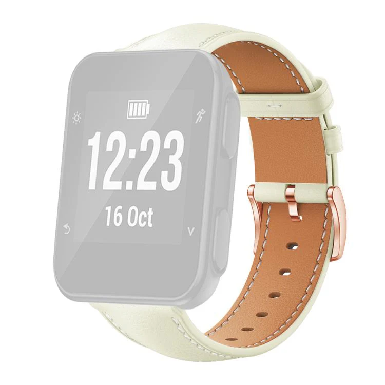 For Garmin Forerunner 35/30/35j xDfind Rose Gold Buckle Black Shark Fine Grain Vegan Leather Watch Band(Creamy White) - Image 2