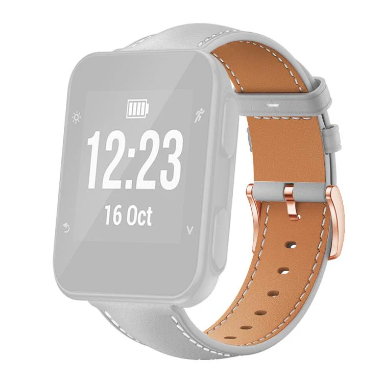 For Garmin Forerunner 35/30/35j xDfind Rose Gold Buckle Black Shark Fine Grain Vegan Leather Watch Band(Grey) - Image 2