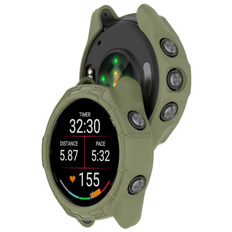 For Garmin Forerunner 70 / 170 / 170 Music Hollow Armor TPU Half Coverage Watch Protective Case(Jungle Green) - Image 3
