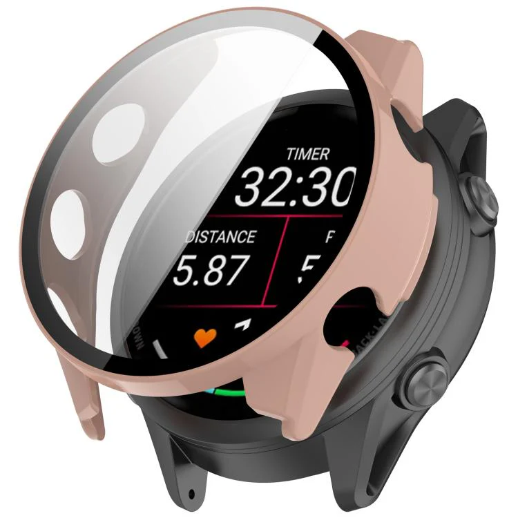 For Garmin Forerunner 70 / 170 / 170 Music Tempered Glass Film Integrated PC Watch Protective Case(Cherry Pink)