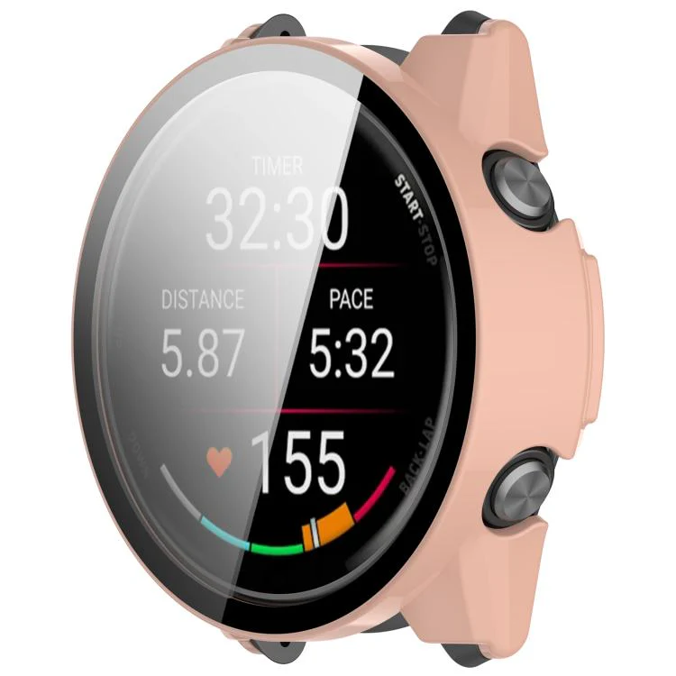 For Garmin Forerunner 70 / 170 / 170 Music Tempered Glass Film Integrated PC Watch Protective Case(Cherry Pink) - Image 2