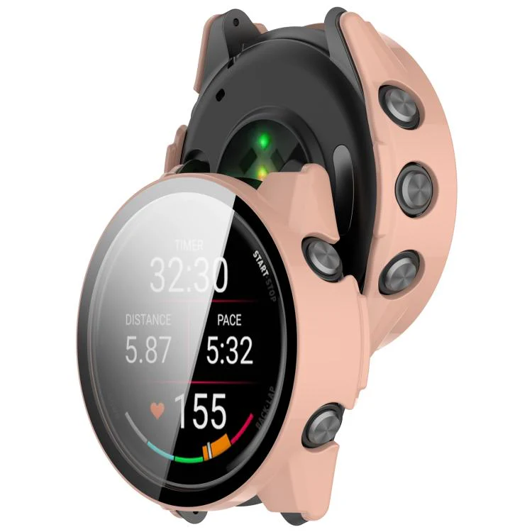 For Garmin Forerunner 70 / 170 / 170 Music Tempered Glass Film Integrated PC Watch Protective Case(Cherry Pink) - Image 3