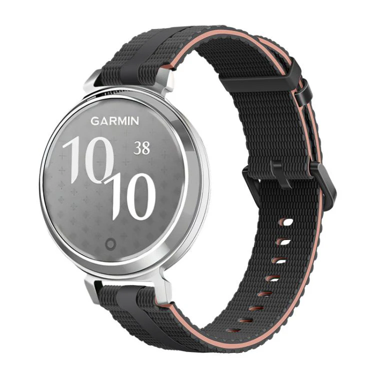 For Garmin Lily 2 Line Pattern Silicone Watch Band(Black Pink)