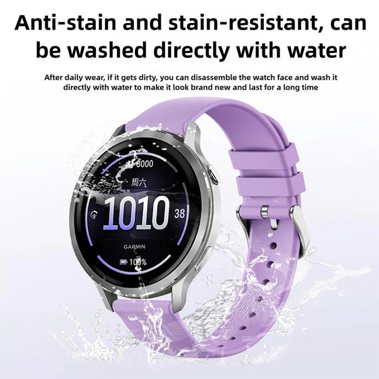 For Garmin Venu 4 41mm Delicate Texture Solid Color Silicone Watch Band(Light Blue) - Image 5