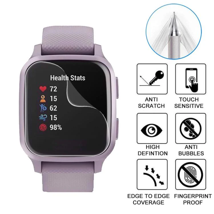 For Garmin Venu SQ 5pcs xDfind Soft Hydrogel Film Full Cover Watch Front Protector - Image 3