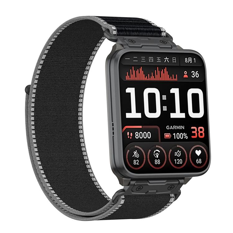 For Garmin Venu X1 Explorer Metal Connector Nylon Loop Watch Band(Charcoal Black) - Image 2