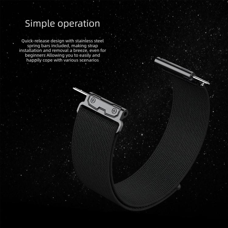 For Garmin Venu X1 Explorer Metal Connector Nylon Loop Watch Band(Charcoal Black) - Image 8