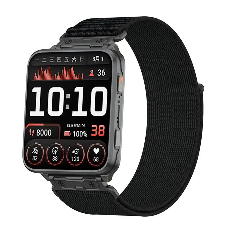 For Garmin Venu X1 Explorer Metal Connector Nylon Loop Watch Band(Stellar Night Black)