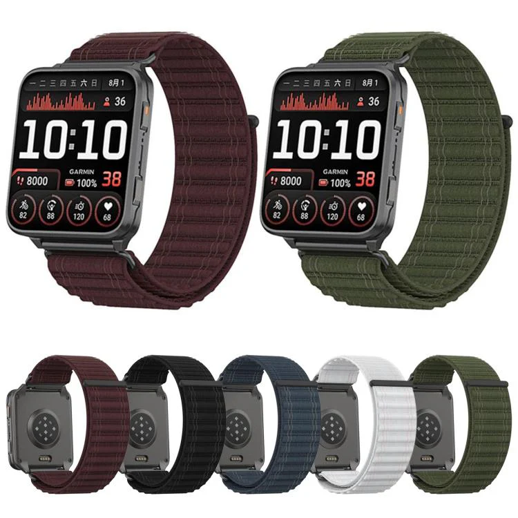 For Garmin Venu X1 Mountain Wave Pattern Loop Nylon Watch Band(Wine Red) - Image 2