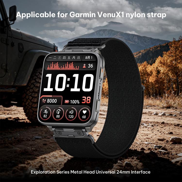 For Garmin Venu X1 xDfind Wild Path Loop Nylon Quick-release Watch Band(Black) - Image 7
