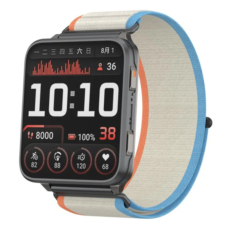 For Garmin Venu X1 xDfind Wild Path Loop Nylon Woven Quick-release Watch Band(Pink+Light Blue)