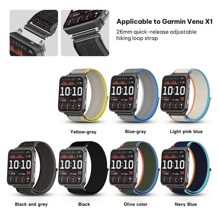 For Garmin Venu X1 xDfind Wild Path Loop Nylon Woven Quick-release Watch Band(Yellow Grey) - Image 5