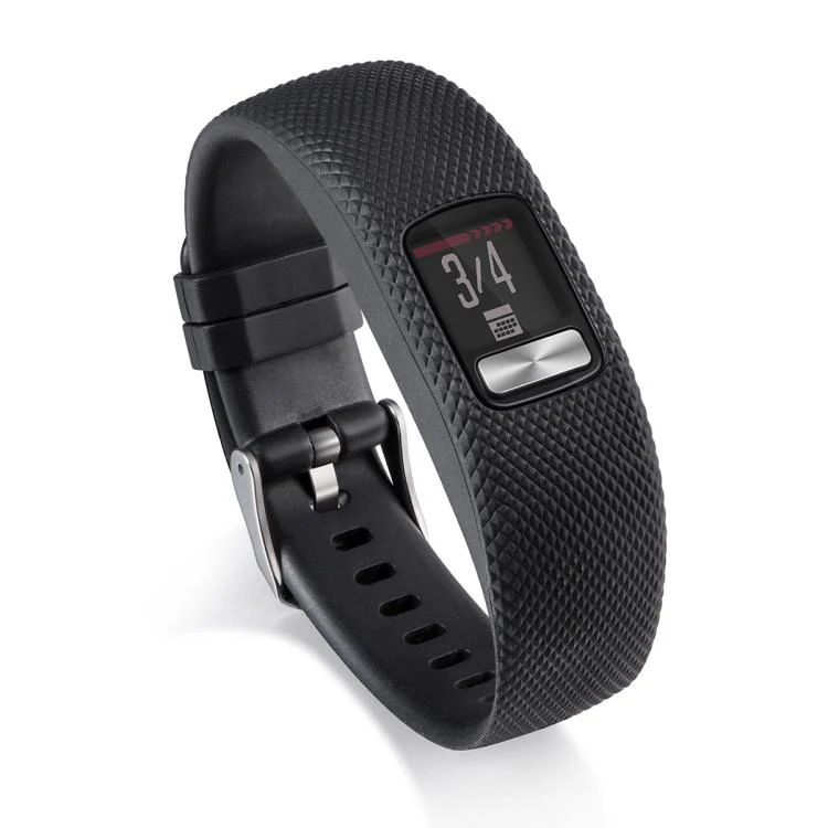 For Garmin Vivofit 4 xDfind Silver Buckle Silicone Sport Watch Band, Size:L(Black)