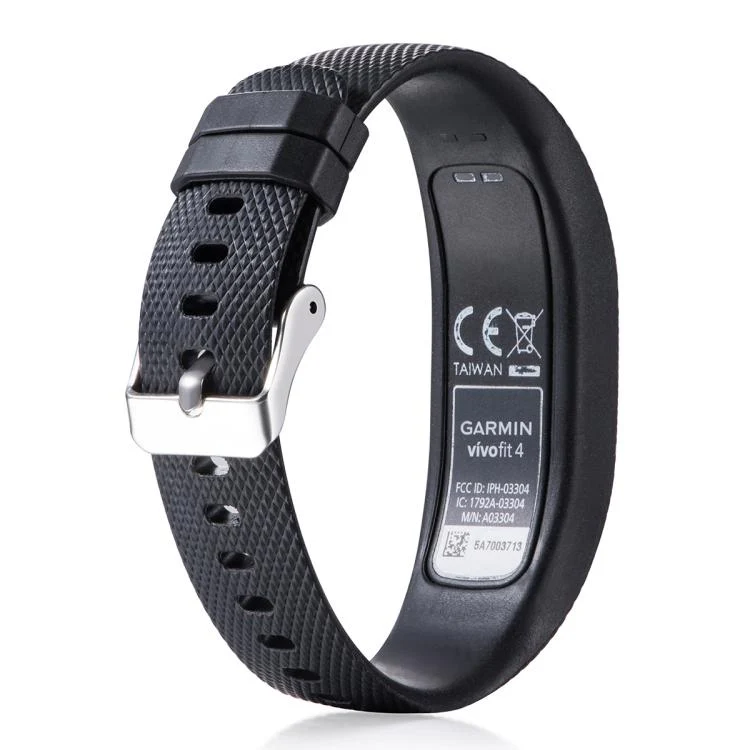 For Garmin Vivofit 4 xDfind Silver Buckle Silicone Sport Watch Band, Size:L(Black) - Image 2