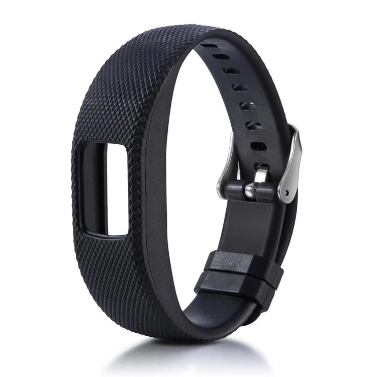 For Garmin Vivofit 4 xDfind Silver Buckle Silicone Sport Watch Band, Size:L(Black) - Image 3