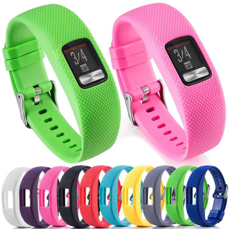For Garmin Vivofit 4 xDfind Silver Buckle Silicone Sport Watch Band, Size:L(Black) - Image 5