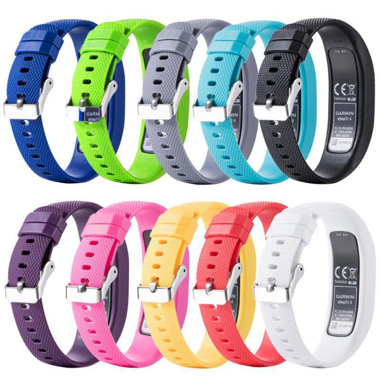 For Garmin Vivofit 4 xDfind Silver Buckle Silicone Sport Watch Band, Size:L(Black) - Image 6
