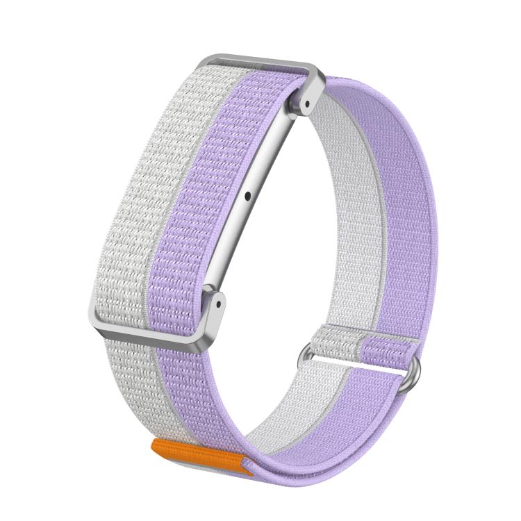 For Google Fitbit Air Metal Case Hybrid Feather Light Nylon Hook and Loop Fastener Watch Band(Purple)