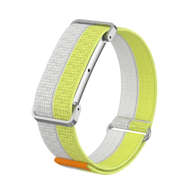 For Google Fitbit Air Metal Case Hybrid Feather Light Nylon Hook and Loop Fastener Watch Band(Yellow)