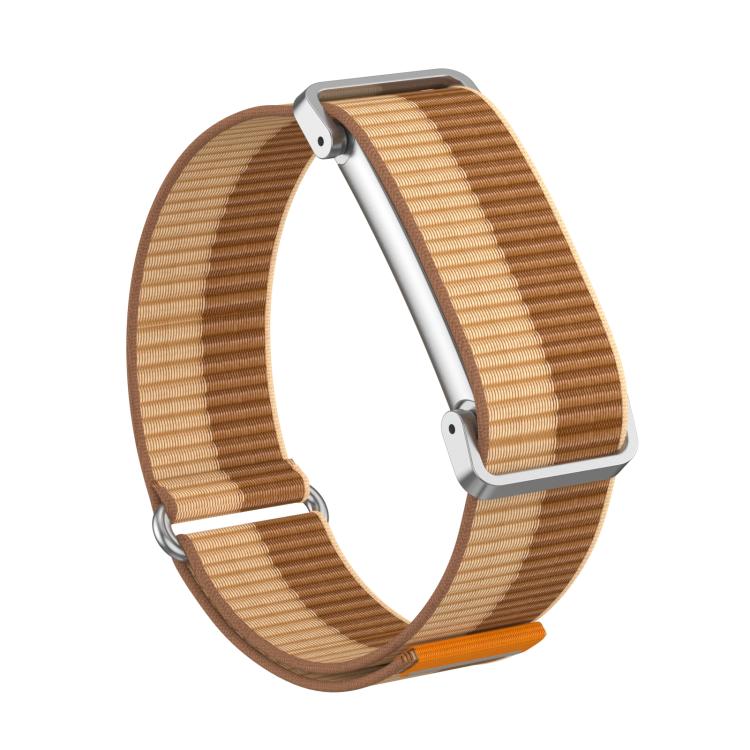 For Google Fitbit Air Metal Case Hybrid Nylon Hook and Loop Fastener Watch Band(Brown Beige) - Image 2
