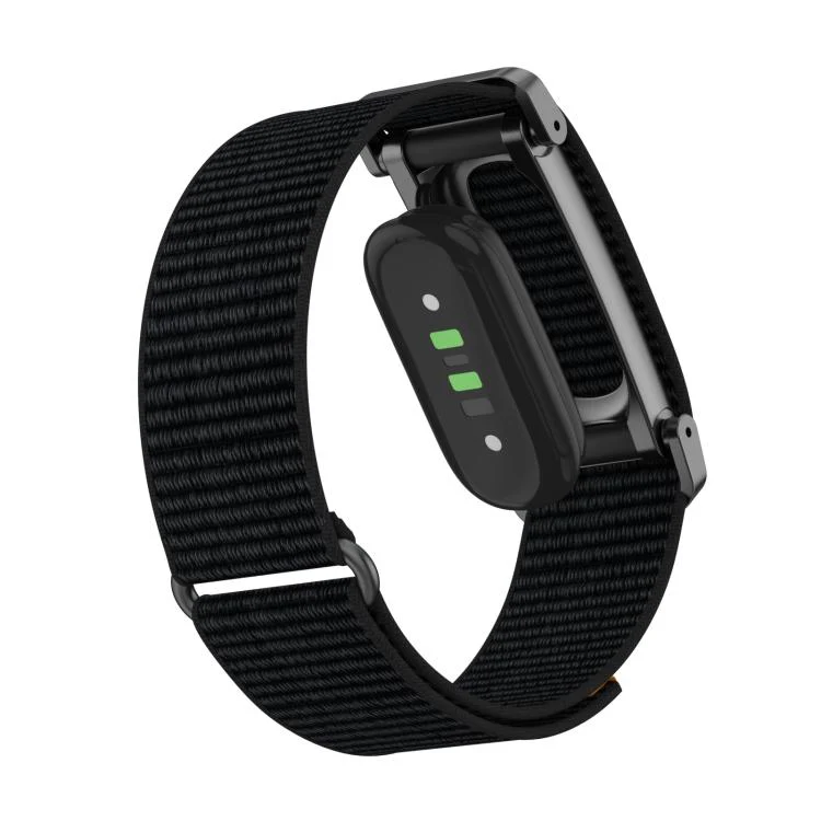 For Google Fitbit Air Metal Case Hybrid Nylon Hook and Loop Fastener Watch Band(Dark Black) - Image 3