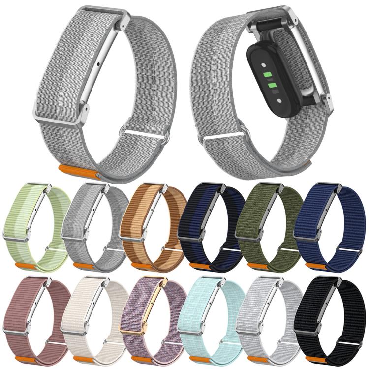 For Google Fitbit Air Metal Case Hybrid Nylon Hook and Loop Fastener Watch Band(Deep Sea Blue) - Image 6