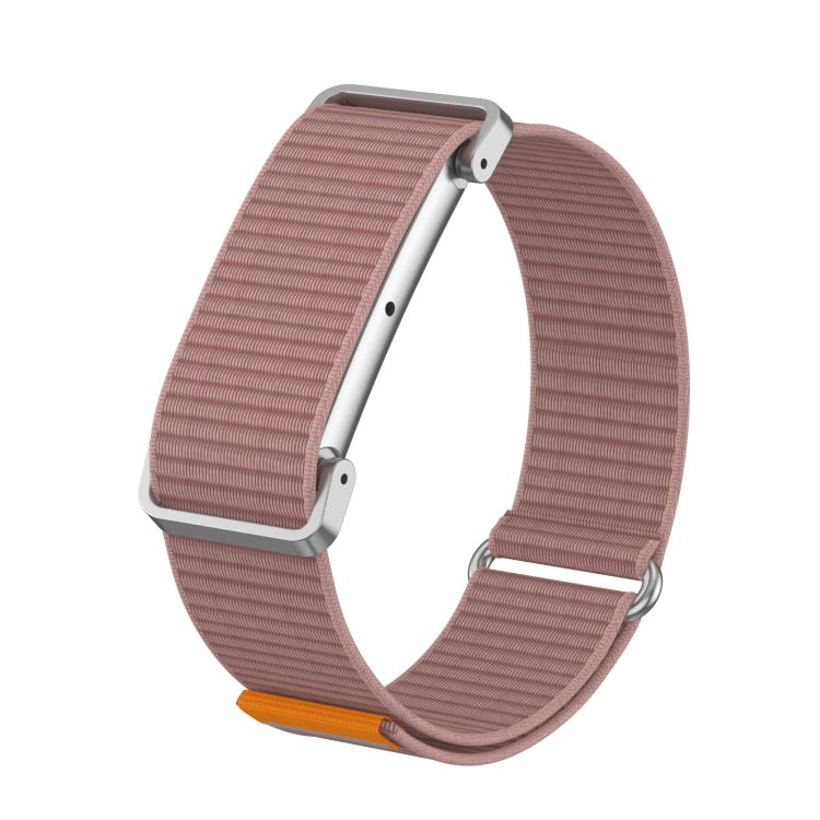 For Google Fitbit Air Metal Case Hybrid Nylon Hook and Loop Fastener Watch Band(Light Plum)
