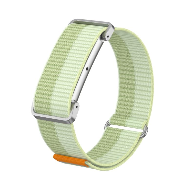 For Google Fitbit Air Metal Case Hybrid Nylon Hook and Loop Fastener Watch Band(Mint Green)