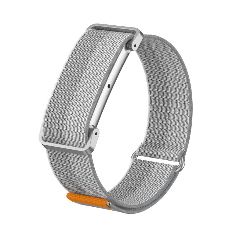 For Google Fitbit Air Metal Case Hybrid Nylon Hook and Loop Fastener Watch Band(Silver)