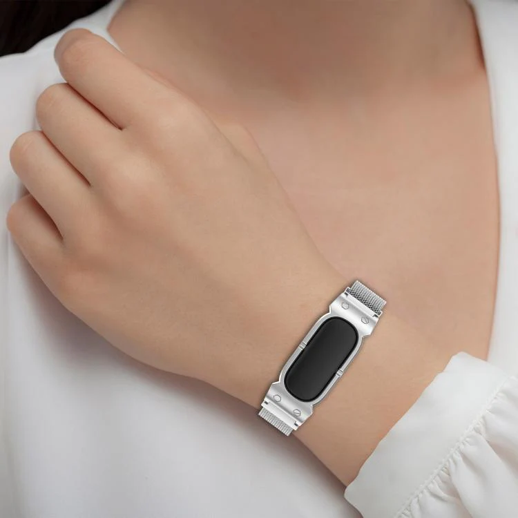 For Google Fitbit Air Metal Case Integrated Milanese Magnetic Stainless Steel Watch Band(Silver) - Image 11