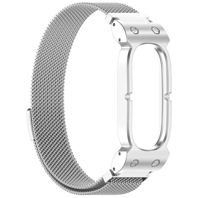 For Google Fitbit Air Metal Case Integrated Milanese Magnetic Stainless Steel Watch Band(Silver) - Image 4