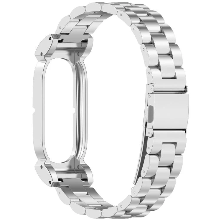For Google Fitbit Air Metal Case Three Beads Folding Buckle Stainless Steel Watch Band(Silver) - Image 3