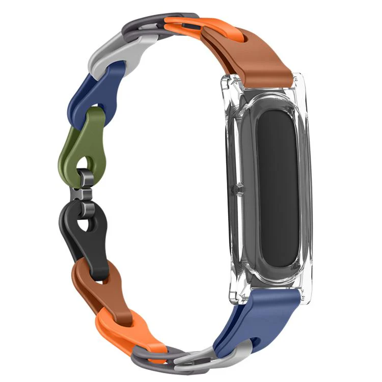 For Google Fitbit Air Transparent PC Case Hybrid Stylish Hollow Silicone Bracelet Watch Band(Camouflage Rainbow) - Image 2