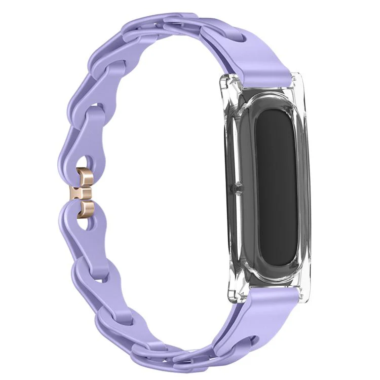 For Google Fitbit Air Transparent PC Case Hybrid Stylish Hollow Silicone Bracelet Watch Band(Lavender Purple) - Image 2
